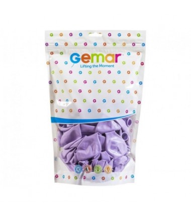 Balony Gemar 33 cm - 13" - pastelowe liliowe Lilac G120/079 - 50 sztuk