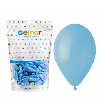 Balony Gemar 33 cm - 13" - pastelowe niebieskie delikatne Baby Blue G120/072 (macaron) - 50 sztuk