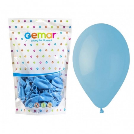 Balony Gemar 33 cm - 13" - pastelowe niebieskie delikatne Baby Blue G120/072 (macaron) - 50 sztuk