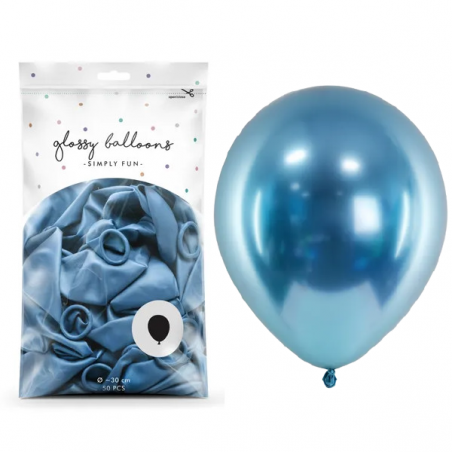 Balony Glossy 30 cm niebieski - 50 sztuk