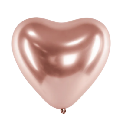 Balony Glossy Serca 30 cm różowe złoto - 50 sztuk