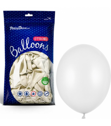 Balony metaliczne Strong 12 cm białe błyszczące Metallic Pure White - 100 sztuk