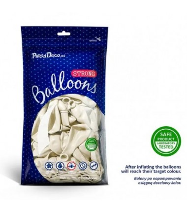 Balony metaliczne Strong 23 cm białe błyszczące Metallic Pure White - 100 sztuk