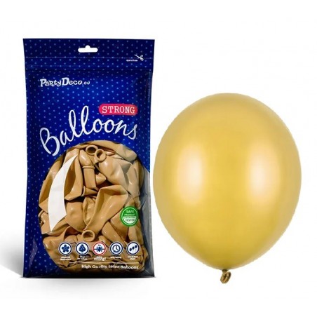 Balony metaliczne Strong 30 cm złote błyszczące Metallic Gold - 100 sztuk