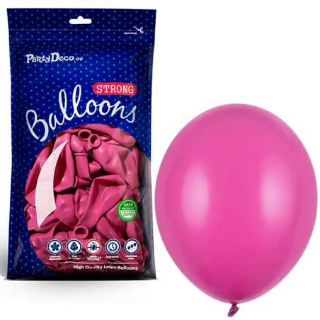 Balony Strong 12 cm ciemnoróżowe Pastel Hot Pink - 100 sztuk