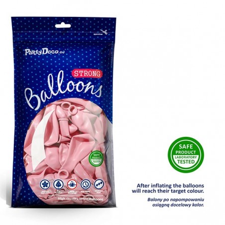 Balony Strong 12 cm jasnoróżowe Pastel Pale Pink - 100 sztuk
