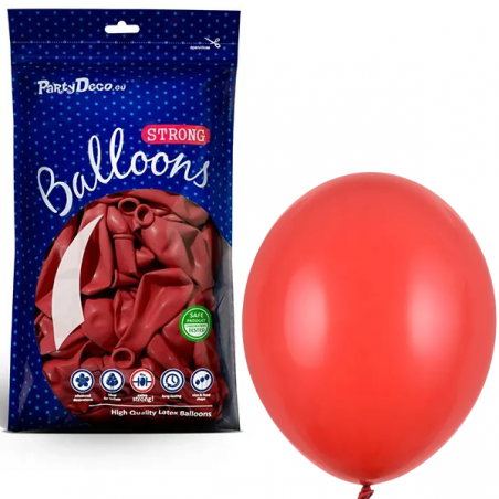 Balony Strong 12 cm makowe czerwone Pastel Poppy Red - 100 sztuk