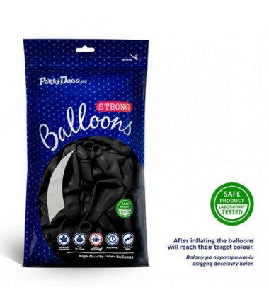 Balony Strong 23 cm czarne Pastel Black - 100 sztuk