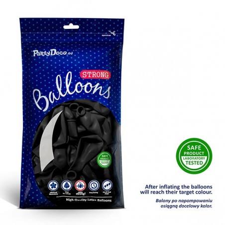 Balony Strong 23 cm czarne Pastel Black - 100 sztuk
