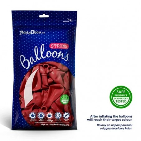 Balony Strong 30 cm makowe czerwone Pastel Poppy Red - 50 sztuk
