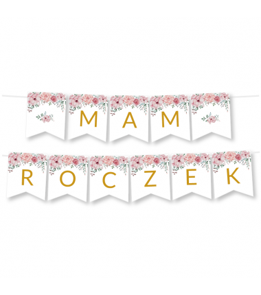 Girlanda Mam Roczek - Kwiaty Różowe