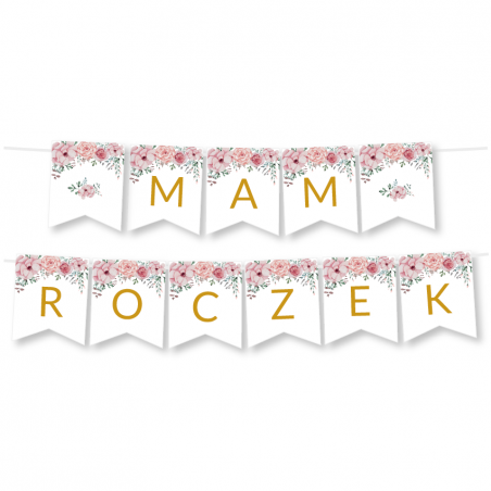 Girlanda Mam Roczek - Kwiaty Różowe
