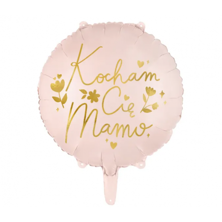 Balon foliowy "Kocham Cię Mamo" 45 cm różowy