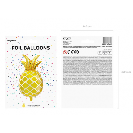 Balon foliowy Ananas złoty 38x63 cm