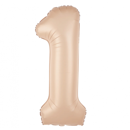 Balon foliowy Cyfra 1 - 100 cm - Karmelowy