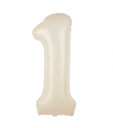 Balon foliowy Cyfra 1 - 100 cm - Kremowy