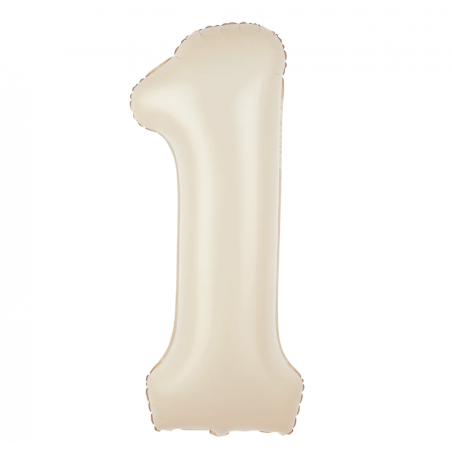 Balon foliowy Cyfra 1 - 100 cm - Kremowy