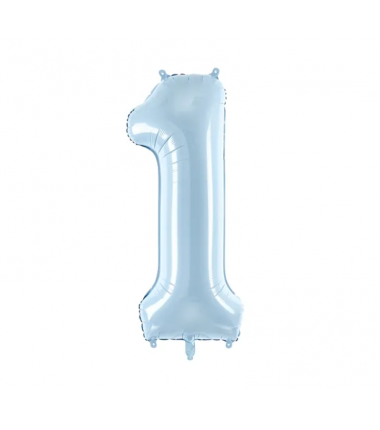 Balon foliowy Cyfra 1 - 72 cm - jasny niebieski