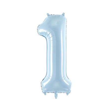 Balon foliowy Cyfra 1 - 72 cm - jasny niebieski