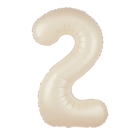 Balon foliowy Cyfra 2 - 100 cm - Kremowy