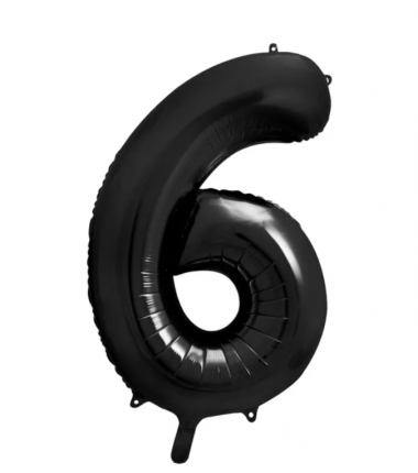 Balon foliowy Cyfra 6 - 86 cm - Czarny
