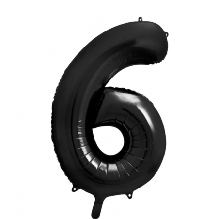 Balon foliowy Cyfra 6 - 86 cm - Czarny