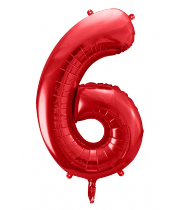 Balon foliowy Cyfra 6 - 86 cm - Czerwony