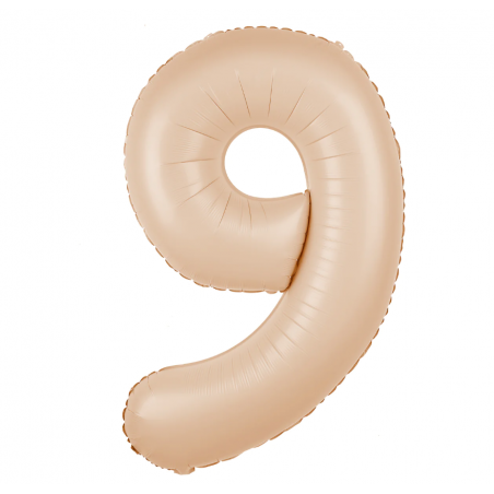 Balon foliowy Cyfra 9 - 100 cm - Karmelowy