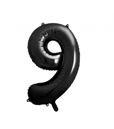 Balon foliowy Cyfra 9 - 86 cm - Czarny