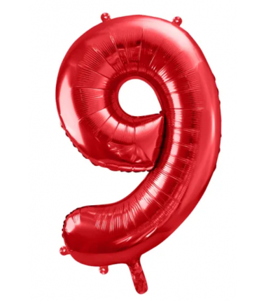 Balon foliowy Cyfra 9 - 86 cm - Czerwony