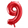 Balon foliowy Cyfra 9 - 86 cm - Czerwony