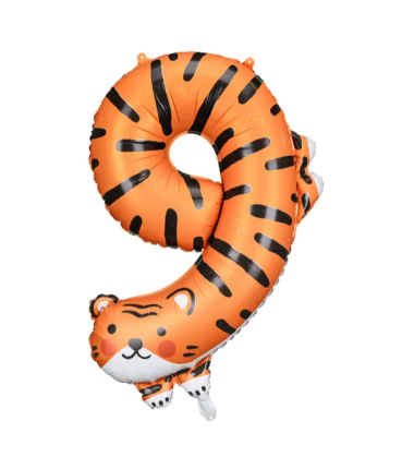 Balon foliowy Cyfra 9 - Tygrys 64x87 cm