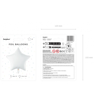 Balon foliowy Gwiazdka 48 cm - biały
