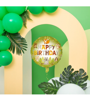 Balon foliowy Happy Birthday Leśni przyjaciele 45cm