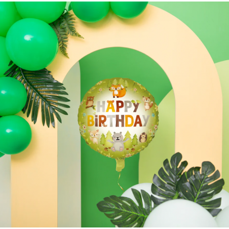 Balon foliowy Happy Birthday Leśni przyjaciele 45cm