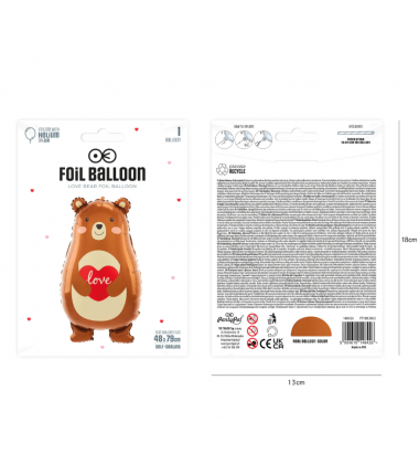 Balon foliowy Miś z sercem Love 48x79cm