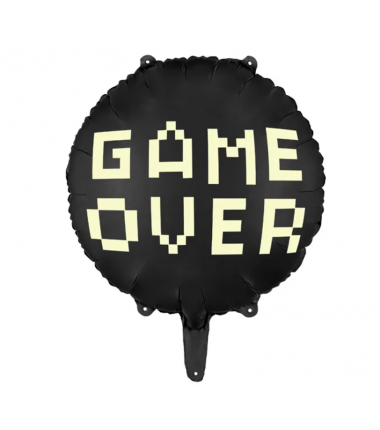 Balon foliowy okrągły Game over 45 cm czarny