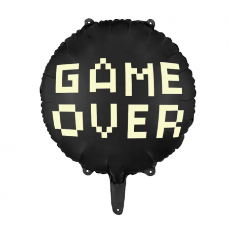 Balon foliowy okrągły Game over 45 cm czarny