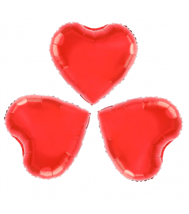 BALON FOLIOWY serca 3 sztuki 25 cm CZERWONY