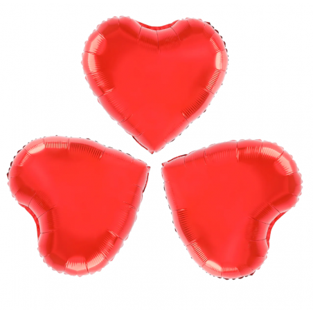 BALON FOLIOWY serca 3 sztuki 25 cm CZERWONY