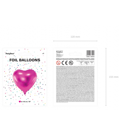 Balon foliowy Serce 45 cm - Ciemny róż