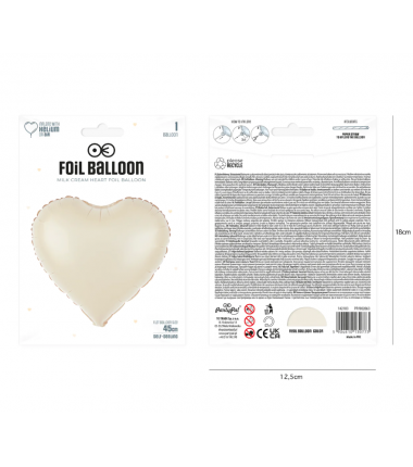 Balon foliowy Serce matowe - kremowy