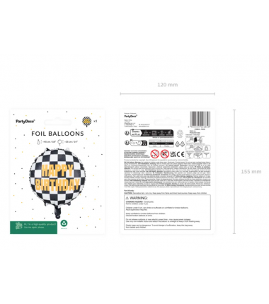 Balon foliowy Szachownica Happy Birthday 45 cm