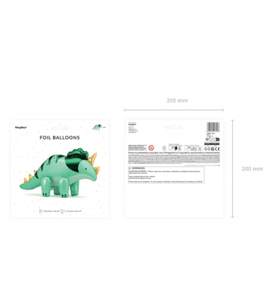 Balon foliowy Triceratops zielony 101x60.5cm - dinozaur