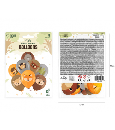 Balony Leśni przyjaciele 30 cm - 8 sztuk