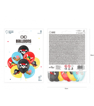 Balony Piraci 30 cm - 8 sztuk