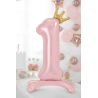 Stojący balon foliowy cyfra 1 - 84 cm jasny różowy