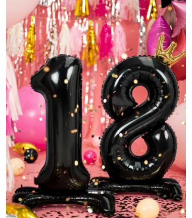 Stojący balon foliowy liczba 18 - 84 cm czarny