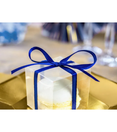 Wstążka satynowa - tasiemka satynowa granatowa 6 mm - Party Deco