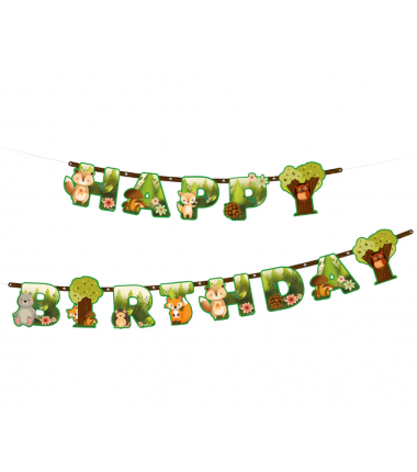 Baner Happy Birthday Leśni przyjaciele 210 x 16 cm